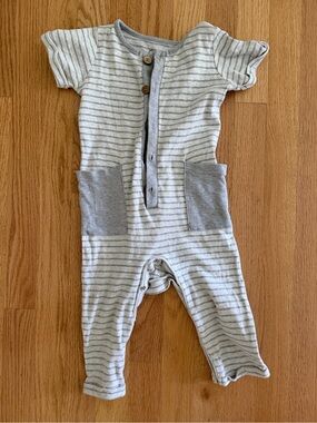 City Mouse Striped Cotton Romper